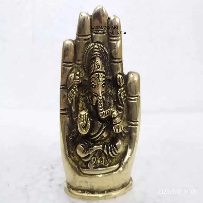 brass god ganesh statue carved