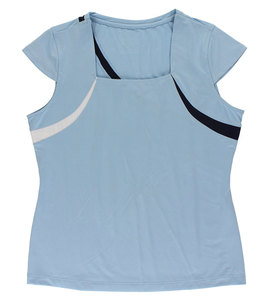 T-shirt d'entraînement de gymnastique à col rond et carré pour femmes, coupe et couture, coupe ajustée, manches à capuchon, vente en gros - Product Image 1