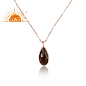 Collar con colgante de plata de ley 925 con cuarzo ahumado natural, joyería para mujer, regalo para ella - Product Image 2