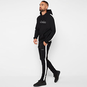 Chándal de poliéster con logotipo personalizado para hombre y mujer, ropa deportiva con capucha y cremallera completa, para entrenamiento y trotar - Product Image 1