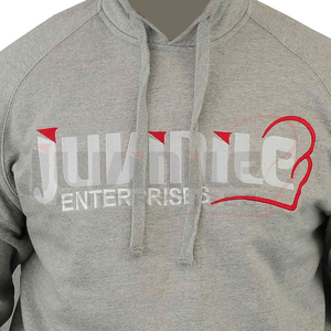 เสื้อฮู้ดสีเทาของผู้ชายผ้าฝ้ายผสมกับกางเกงยีนส์ขาดสำหรับฤดูหนาวผ้า100% พื้นฐานดีไซน์ใหม่ - Product Image 4