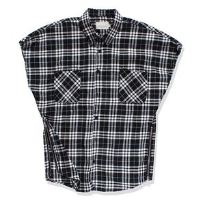 Contrast Sleeve Mens Flannel Shirt with Dual Fabric Design Statement Piece Casual Streetwear Inspired Urban Layered Look - Product Image 5