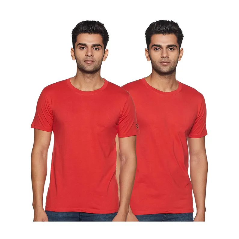 Männer Baumwolle Kirsche Ziegel Rot T-Shirt (Pack von 2)