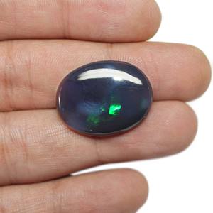 Cabochon lisse d'opale noire australienne naturelle 27X21MM pierre précieuse ovale - Product Image 2