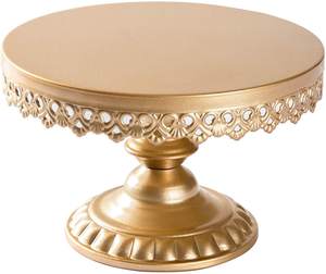 Support à gâteau doré en métal et à un seul niveau, Stand de service à gâteaux doré pour décoration de mariage et de fête, vente en gros - Product Image 5