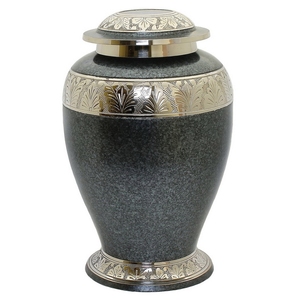 Wholesale Metal Cremation <b>Urns</b> <b>for</b> Human <b>Ashes</b> & Pets Grey & Polished Brass Finish American Style by Axiom Home Accents - Product Image 5