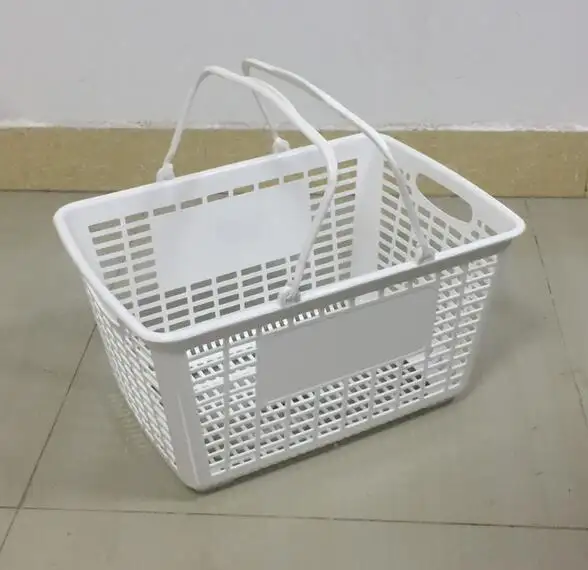 MOQ 100 PCS 22L DAISO grocery store plastic hand carry shopping basket with 2 handles