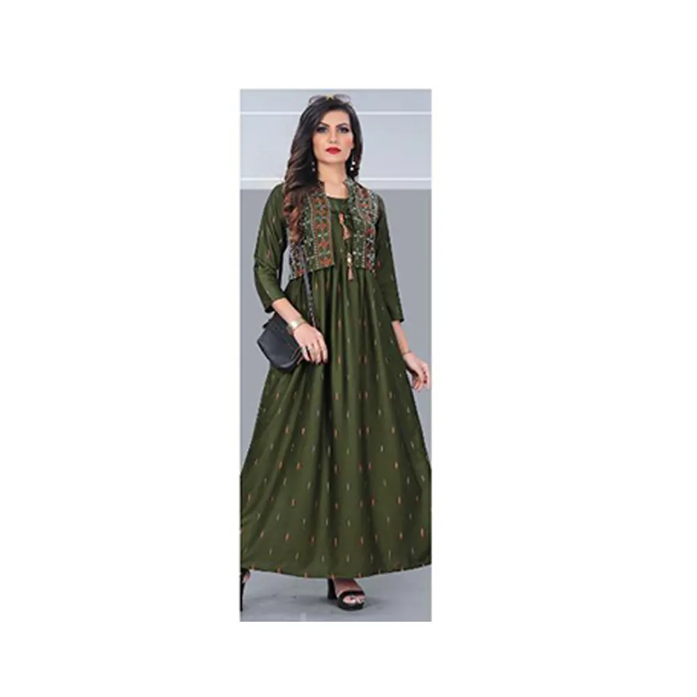 Brand New Latest Designed Fancy Indian Embroidered Ladies Long Kurti With Traditional Koti