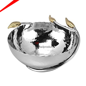 Elegante Tazón de Servir de Metal con Base Dorada de Diseño, Tazón de Servir para Decoración de Bodas - Product Image 5