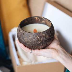100% bol de bougie en coquille de noix de coco naturel et artisanal/bol en coquille de noix de coco pour bougie avec logo laser gravé fabriqué en Eco2go - Product Image 4