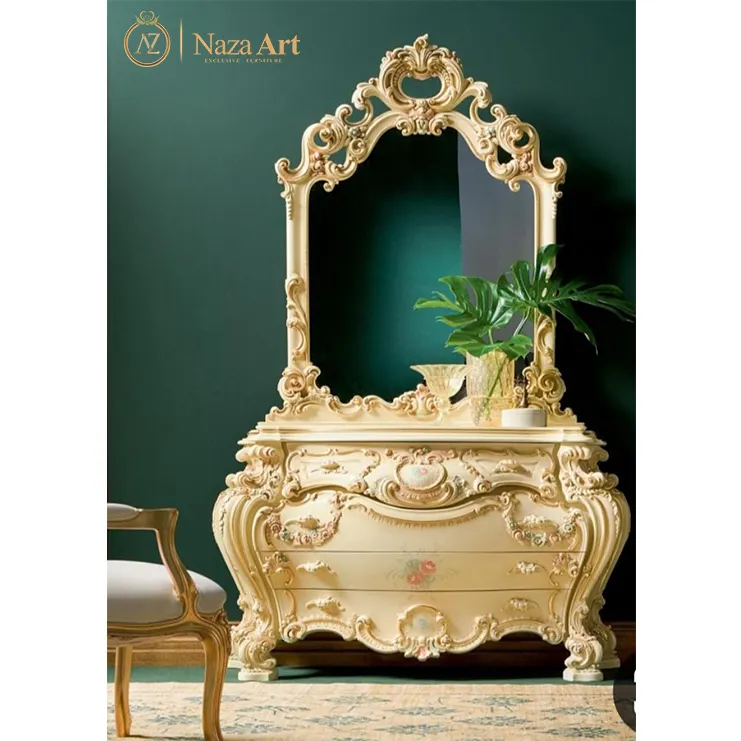 Consolle antica di lusso con specchio per mobili per la casa del soggiorno