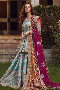 NEW--DESIGNER--EMBROIDERY ในเจ้าสาวสีฟ้า CHOLI , LEHENGA-DRESS-WITH หนัก DUPATTA ประดับประดางาน ZARDOZI สำหรับงานแต่งงาน @ 2021 - Product Image 2