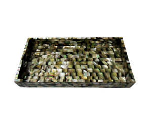 Bandeja Decorativa de Nácar Negro al por Mayor, 30x20cm, Artesanía de Calidad Certificada EPCH, para Uso en Hoteles y Restaurantes de India - Product Image 1