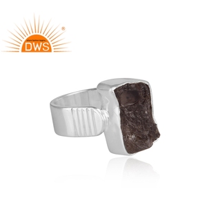 Designer Handmade Fine Sterling Silver Natural Rough Moldavite Gemstone <b>Statement</b> <b>Ring</b> Jewelry Manufacturer - Product Image 3