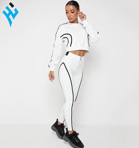 LEGGINGS de contorno para mujer, traje de chándal de color blanco con logotipo personalizado, moda OEM, nuevo estilo - Product Image 1