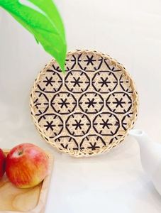 Bandeja para servir postres de ratán de nuevo diseño, forma redonda, acabado Natural, perfecto para cenas de mesa en el hogar y bodas - Product Image 2