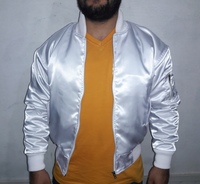 SATIN BLANC Varsity Letterman Bomber Veste DE BASEBALL