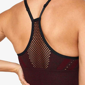 Soutien-gorge de sport en maille autocollante, sexy, Extra large, bordure autour de la taille, rembourrage amovible, culotte bordeaux - Product Image 6