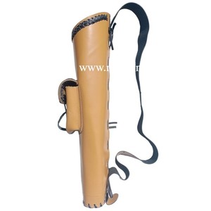 Carcaj de cuero para tiro con arco, color marrón, con bolsillo y correa para arco recurvo - Product Image 2