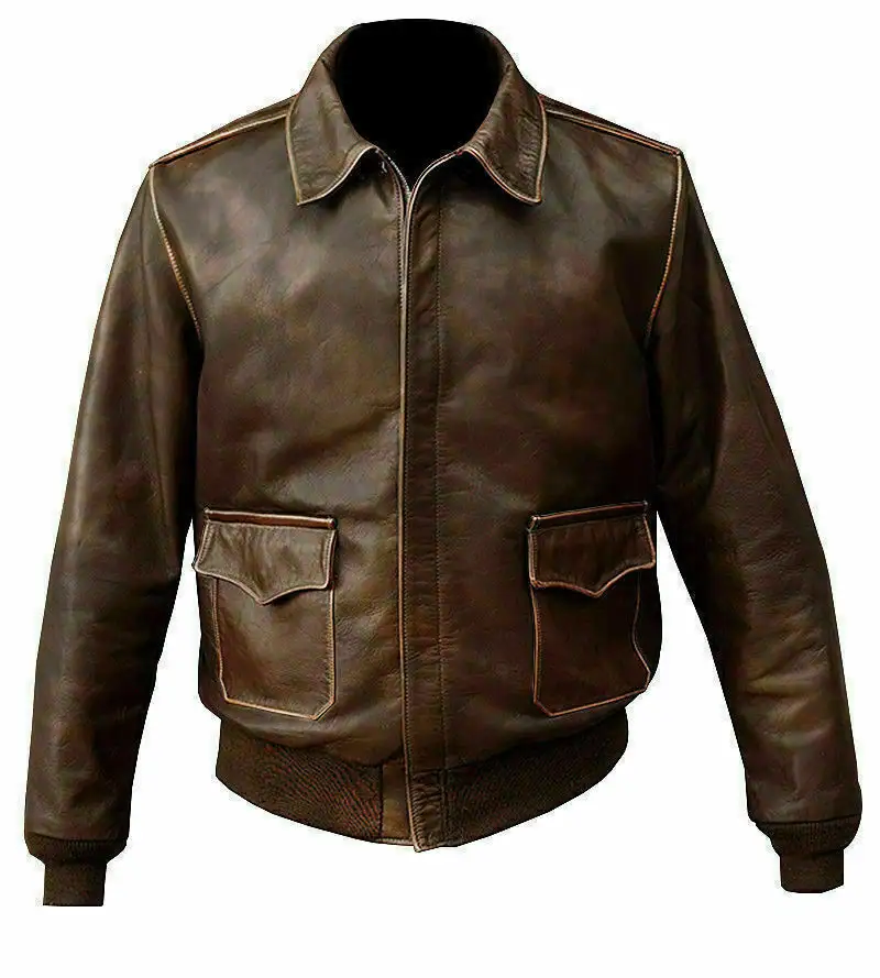 2021 Fashion Jacket Wholesale Comfortable Classic Men's Leather Jacket For Biker Distressed Genuine Lambskin Top Quality