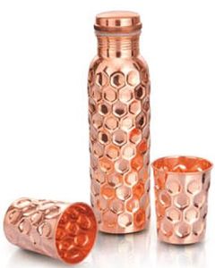 Vendeur chaud meilleur design bouteille d'eau en cuivre pur fabricant de gros bouteille d'eau en cuivre commande en gros auprès du grossiste indien - Product Image 2