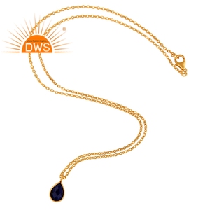 Collar de Piedras Preciosas de Corindón Azul Hecho a Mano, Collar de Plata de Ley 925 con Baño de Oro de 18k, Proveedor de Joyería, Colección Clásica - Product Image 2