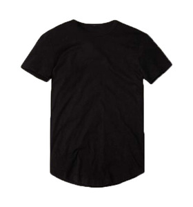 Camiseta informal de 100% algodón para hombre, camiseta de manga corta con dobladillo curvo de palangre, parte inferior redondeada, ajustada, patrón sólido, tela de 220 gramos - Product Image 1