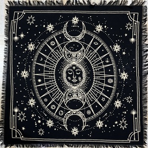 <b>Altar</b> <b>Cloth</b> Moon Phases Cotton Table <b>Cloth</b> Witchcraft Witchery Spiritual Home Decor Black Gold Handmade By Indian Consigners - Product Image 6
