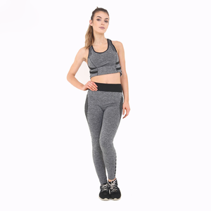 Wholesale Custom High Waist Women's Activewear Set <b>Polyester</b>/Nylon Breathable Sweat-Wicking <b>Leggings</b> & Bra Custom Colors for Gym - Product Image 4