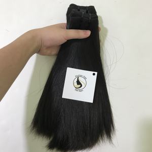 Cabello humano de doble trama sin procesar, cabello humano virgen alineación con cutícula, suave, sedoso, negro brillante, fabricante - Product Image 4