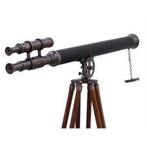 Nautical Marine Navy Brass Telescope Double Barrel With Floor Wooden Tripod Stand Telescope 39" Antique Telescope - Product Image 1