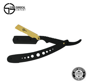 Maquinilla de afeitar de barbero de hoja única clásica Clip de metal negro y dorado - Product Image 2