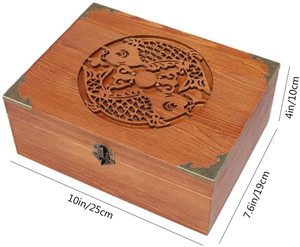Urne funéraire en bois faite à la main, sculpture de poisson Koi, coins en laiton, urne commémorative pour adulte, capacité de 220 pouces cubes, design personnalisable - Product Image 3