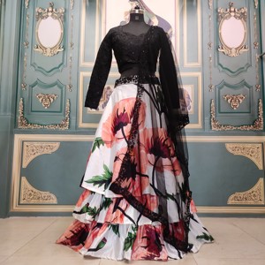 Heavy Exclusive Indian Georgette Lehenga Choli con blusa fiesta desgaste boda último estilo Bollywood lahenga choli con dupatta - Product Image 5