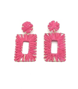 Pendientes de rafia con tejido de hilo para mujer, pendientes de rafia teñidos en el espacio - Product Image 2