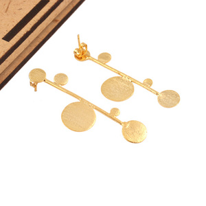 Pendiente sencillo de diseño único para fiesta, pendiente con acabado cepillado ligero, chapado en oro/plata, personalizado - Product Image 4