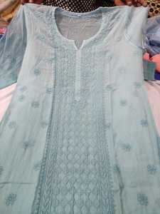 -ELEGANT--Beautiful LONG KURTI KOTA COTTON DESIGN Chikankari WHITE THREAD EMBROIDERY Work-2021 - Product Image 5