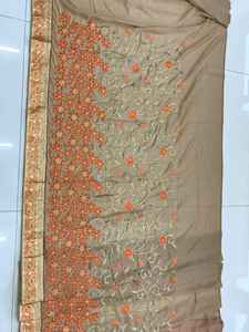 Bollywood Designer Impression Numérique Saree Couleur Marron avec Miroir Travail Fleur Conception Doux Soie Viscose/Rayonne Blouse Indian Apparel - Product Image 4