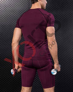 Mens <b>Gym</b> Running <b>Set</b> Compression Shirt <b>Shorts</b> <b>Gym</b> Wear Fitness Clothing <b>Set</b> - Product Image 3