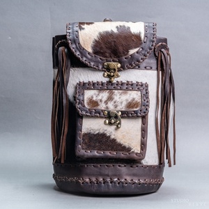 Sac à dos sud en cuir de vache pour femmes, sacoche de voyage à poches multiples, fourrure de vache - Product Image 4