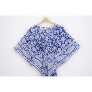 Caftán de Corte Recto para Mujer, Talla Grande, Estampado Floral Elegante, Algodón Puro, Cuello en V, Túnica Drapeada, Ropa de Playa de Verano, Cintura Natural - Product Image 2