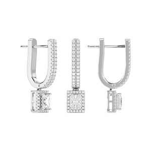 Venta caliente 14K Oro Blanco Solitario Diamante Pendientes Diseño de lujo Precio razonable - Product Image 2