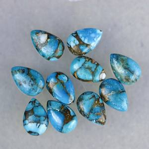 Pierre précieuse synthétique (créée en laboratoire) de type Mohave turquoise, cabochon, certifiée par un tiers - Product Image 2