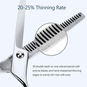 Tijeras de Entresacar de Acero Inoxidable con 30 Dientes, Hoja Afilada de Doble Cara, Tornillo Ajustable y Apoyo para Dedos para Uso en Salón - Product Image 4