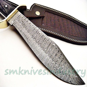 Cuchillo de Damasco personalizado hecho a mano, mango de madera pakka, bonito cuchillo Bowie (smk1293) - Product Image 4