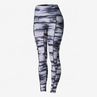 Leggings de sport pour femmes, taille mi-haute, longueur genou, imprimé couleur, non transparents, avec poches, en Spandex/Polyester, pour le yoga et le cyclisme