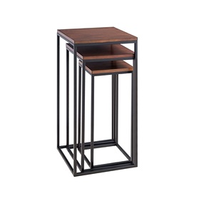 Modern Metal <b>Nesting</b> Side <b>Table</b> <b>Set</b> of 3 New Wooden Top with Metal Frame Home Bedside Hotels Restaurants Living Room Furniture - Product Image 4