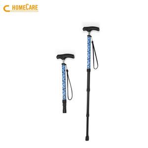 Canne de marche pliable réglable en 5 sections en alliage d'aluminium OEM, poignée en bois, embout en caoutchouc, capacité de 250 lb - Canne ultralégère - Product Image 2