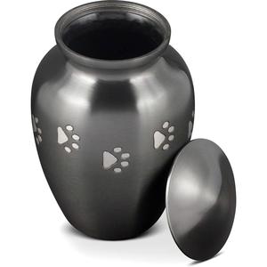 Dignity Gray American Style Brass Decorative Cremation Urn with Paw Print <b>Keepsake</b> <b>for</b> Human <b>Ashes</b> - Product Image 1