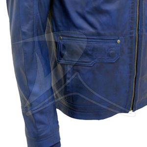 Veste de mode en laine mince d'hiver pour hommes grande taille décontractée en cuir d'agneau marron véritable col montant fermeture éclair respirant vente en gros - Product Image 5